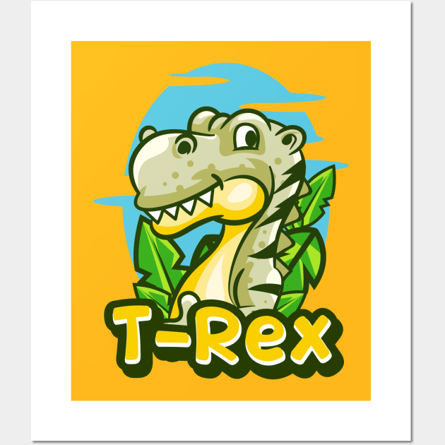 T-Rex Cute Dino Wall Art by Harrisaputra